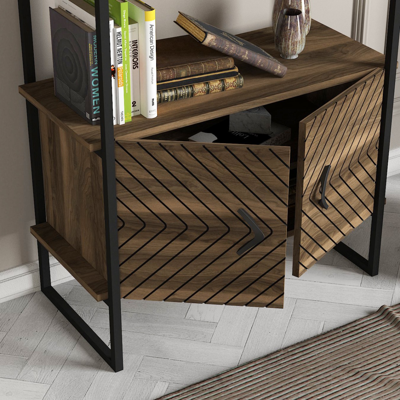 Biblioteca, Geometric Style, UnicUtil, 82 x 39 x 180 cm, Maro - imagine 4