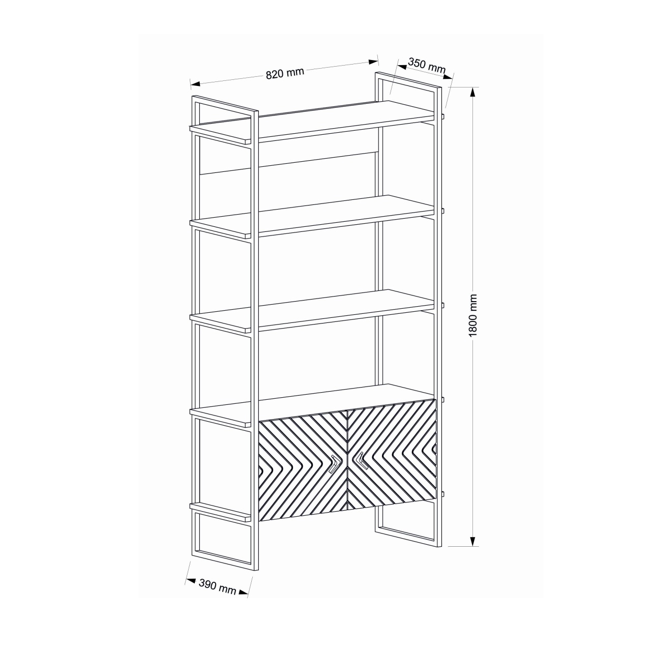 Biblioteca, Geometric Style, UnicUtil, 82 x 39 x 180 cm, Maro - imagine 9