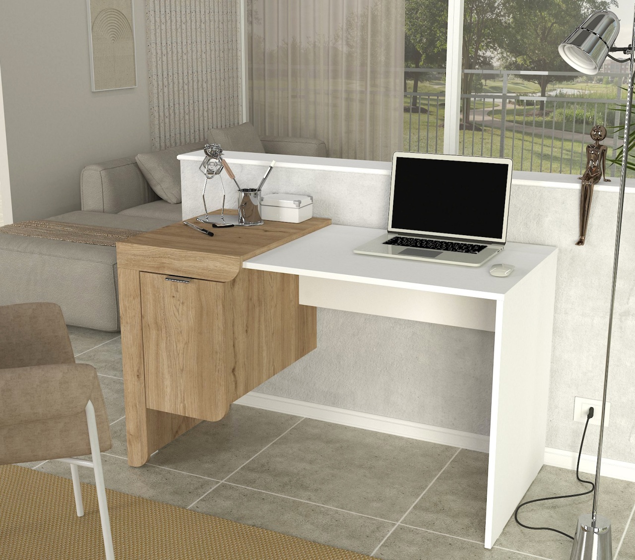 Birou, Elegant Form, UnicUtil, Crem-Alb, UUDESK38