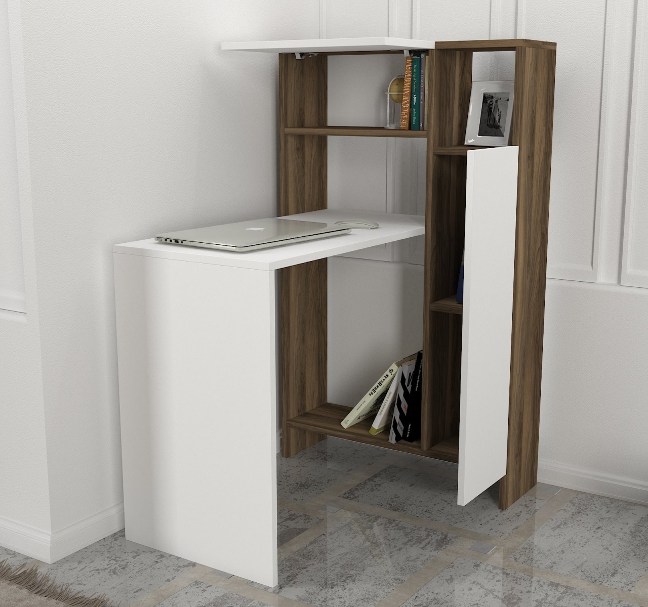 Birou, Power Style, UnicUtil, 90 x 72.1 x 120 cm, Alb si Maro, UUDESK27 - 1 | YEO