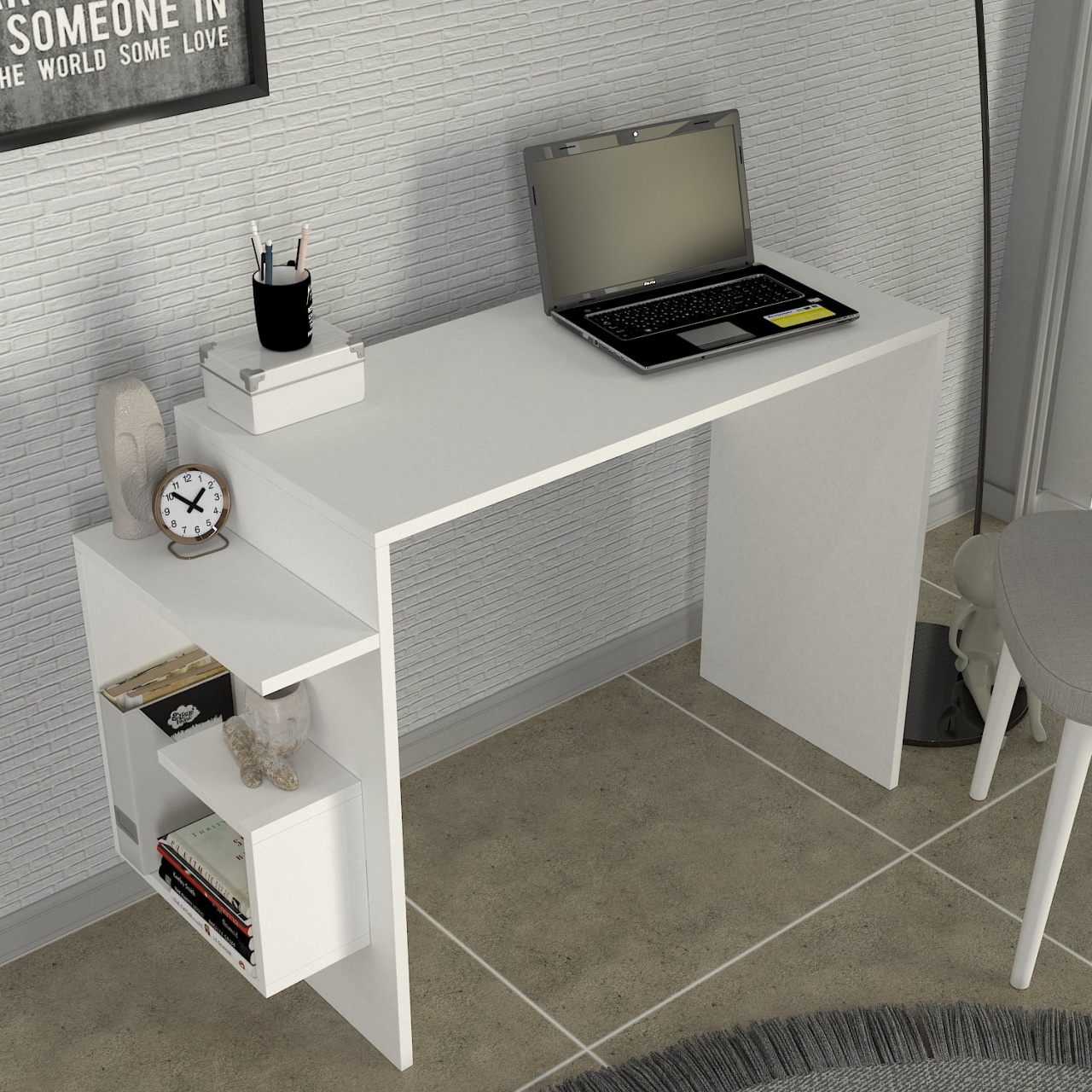 Birou, Sharp Focus, UnicUtil, 104.5 x 40 x 73.8 cm, Alb - imagine 2