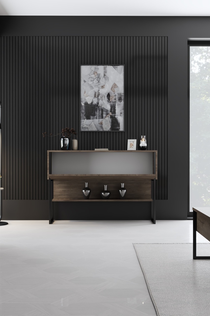 Comodă, Luxe Black, UnicUtil, Negru-Nuc, Lățime: 120 cm, Înălțime: 80 cm, Adâncime: 30 cm - view 4