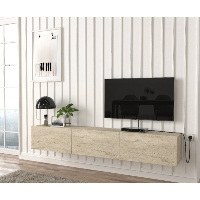 Comodă TV Damla, UNICUTIL, finisaj travertin pentru living modern - imagine 3