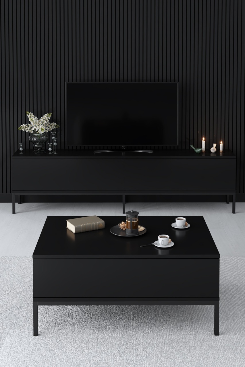 Comoda TV, Lord Black, UnicUtil, Negru, Lățime: 180 cm, Înălțime: 47 cm, Adâncime: 30 cm, 618BLY1220 - view 4
