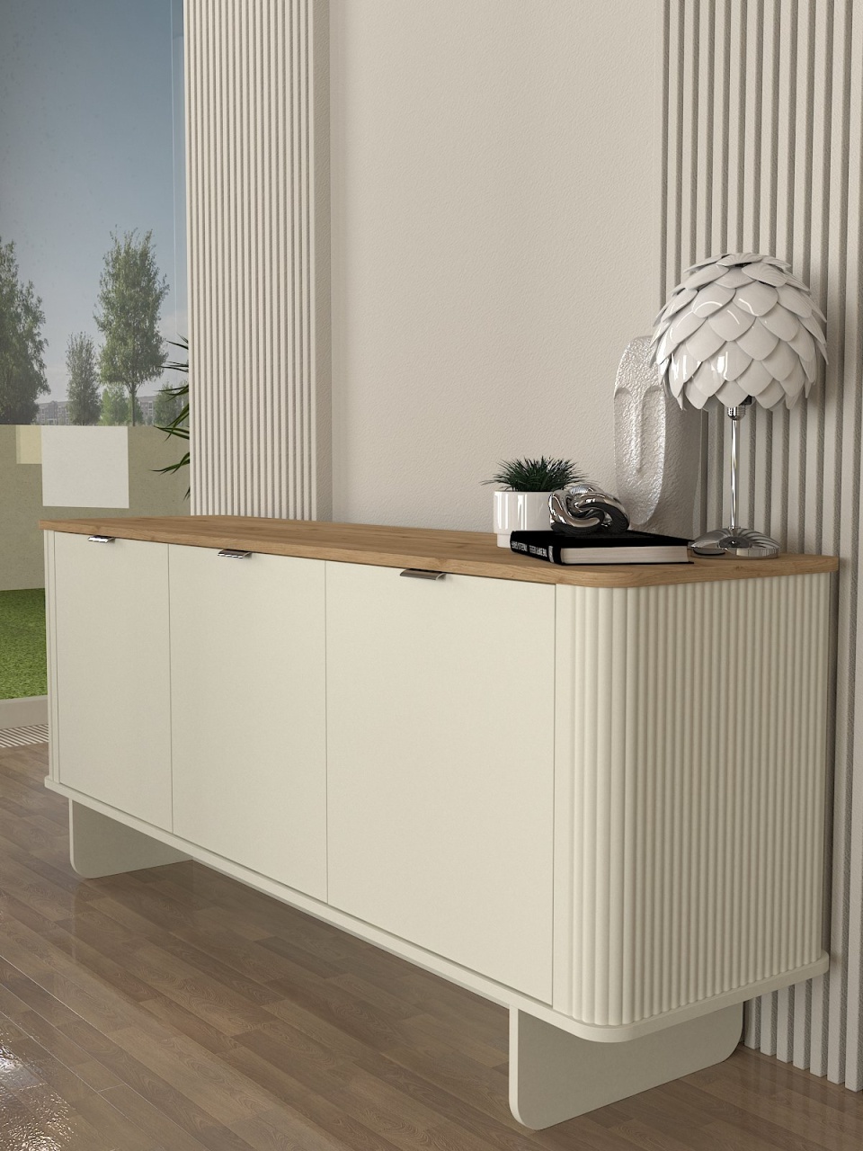 Comoda TV, Modern Accent, UnicUtil, Crem, UUCOM17 - 3 | YEO