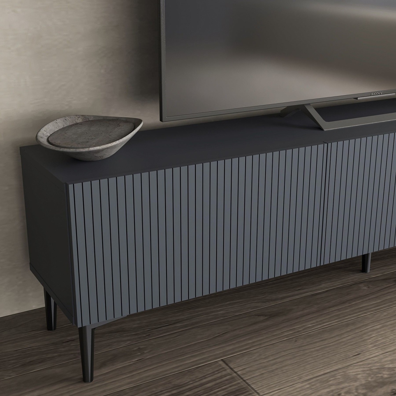 Comoda TV, Oscar Anthracite, UnicUtil, Antracit, Lățime: 180 cm, Înălțime: 45 cm, Adâncime: 31,4 cm - view 4