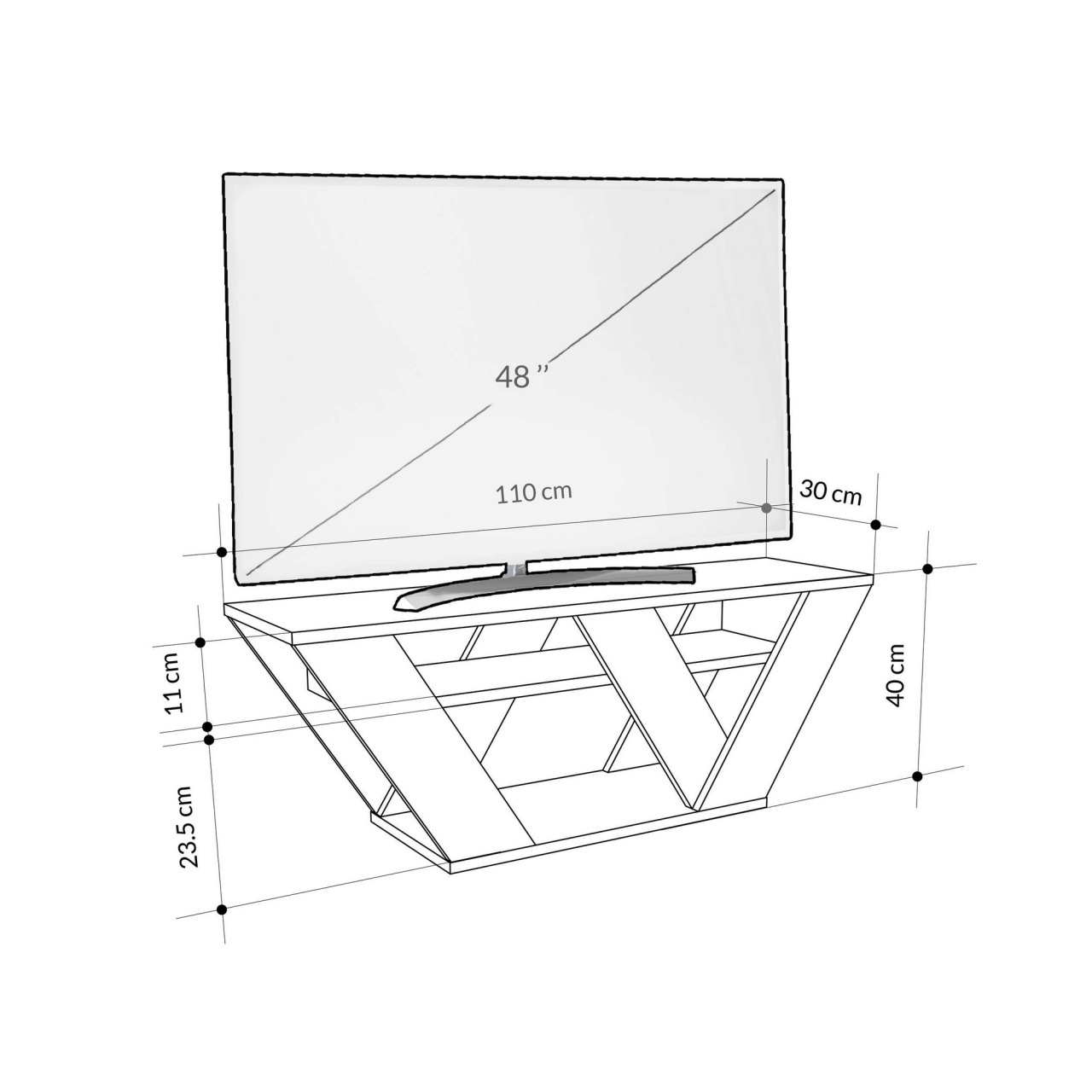Comoda TV, Pipralla Carrara, UnicUtil, Marmură Carrara, Lățime: 110 cm, Înălțime: 40 cm, Adâncime: 30 cm - view 6