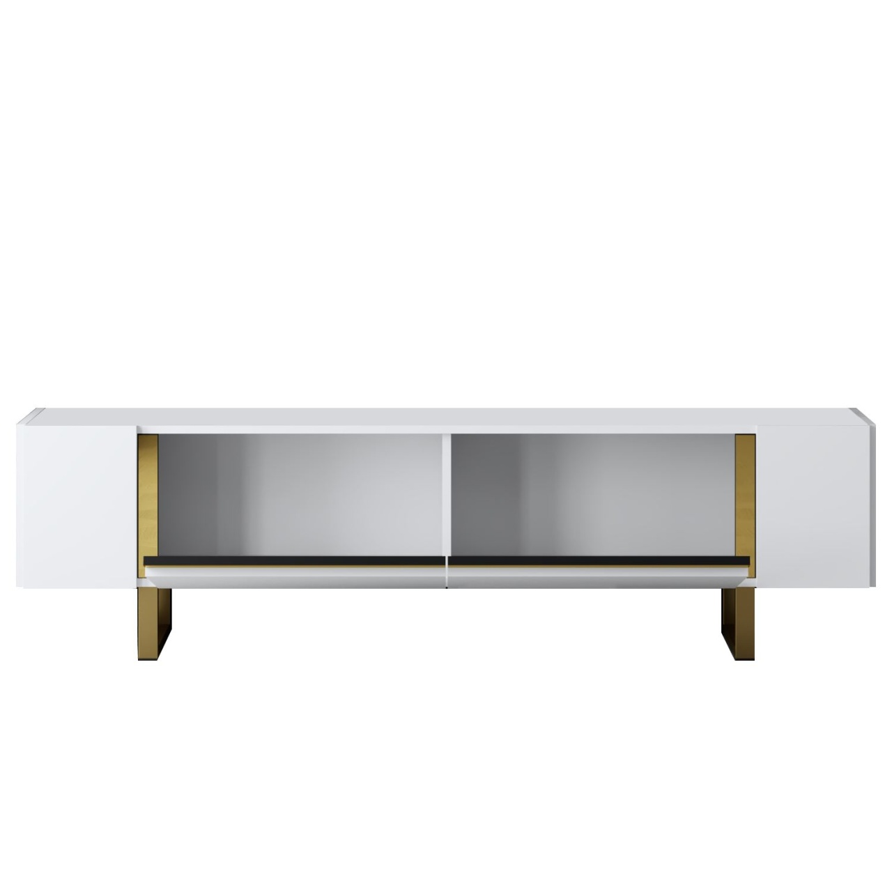 Comoda TV, Yildiz White, UnicUtil, Alb-Auriu, Lățime: 180 cm, Înălțime: 50 cm, Adâncime: 30 cm - imagine 7