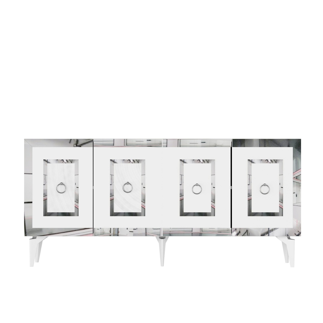 Consolă, Karya White, UnicUtil, Alb-Argintiu, Lățime: 150 cm, Înălțime: 40 cm, Adâncime: 79 cm, 475OLV2746 - view 4