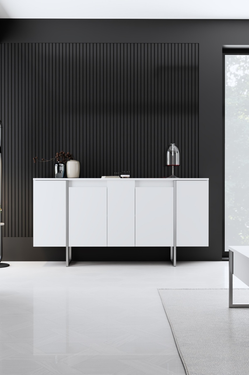 Consolă, Luxe White, UnicUtil, Alb-Argintiu, Lățime: 160 cm, Adâncime: 35 cm, Înălțime: 80 cm, 618BLY1302 - view 4