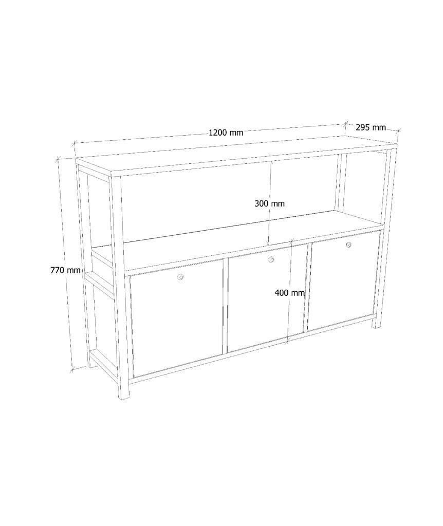 Consolă, Nero V2, UnicUtil, Pin Atlantic-Negru, Lățime: 120 cm, Înălțime: 75 cm, Adâncime: 30 cm - view 12