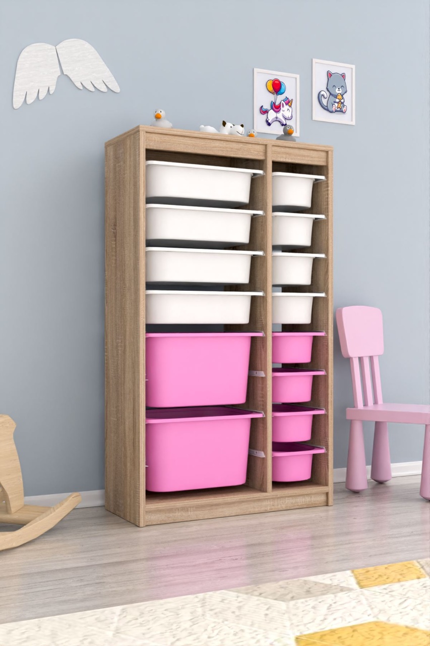 Dulap multifunctional, Dust wave, UnicUtil, Culoarea Stejar Alb Roz - 1 | YEO