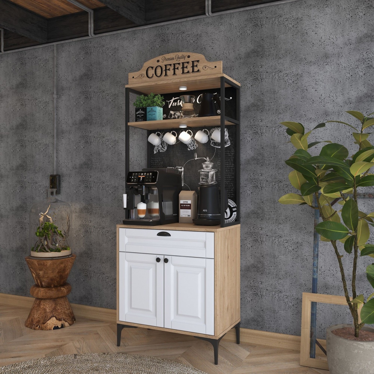 Dulap multifuncțional, Je157 3123, UnicUtil, Nuc-Alb, Lățime: 70 cm, Înălțime: 186,4 cm, Adâncime: 40 cm - imagine 2
