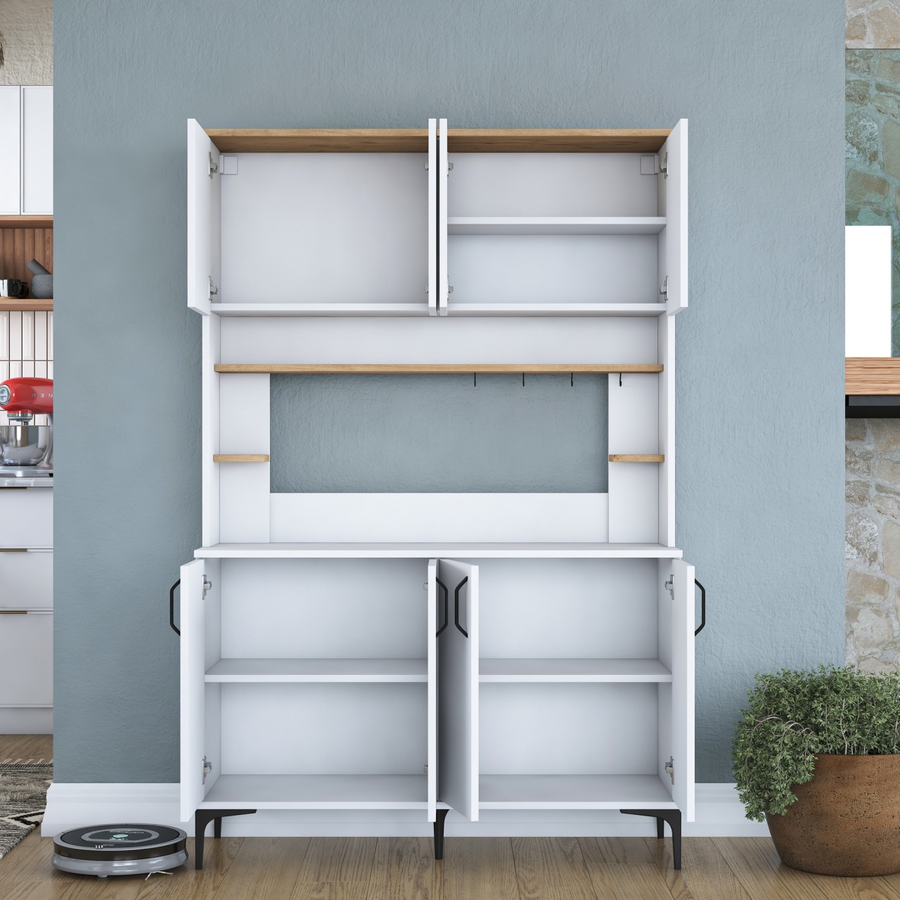 Dulap multifuncțional, Je176 3291, UnicUtil, Alb-Nuc, Lățime: 120 cm, Înălțime: 187,2 cm, Adâncime: 40 cm - view 7
