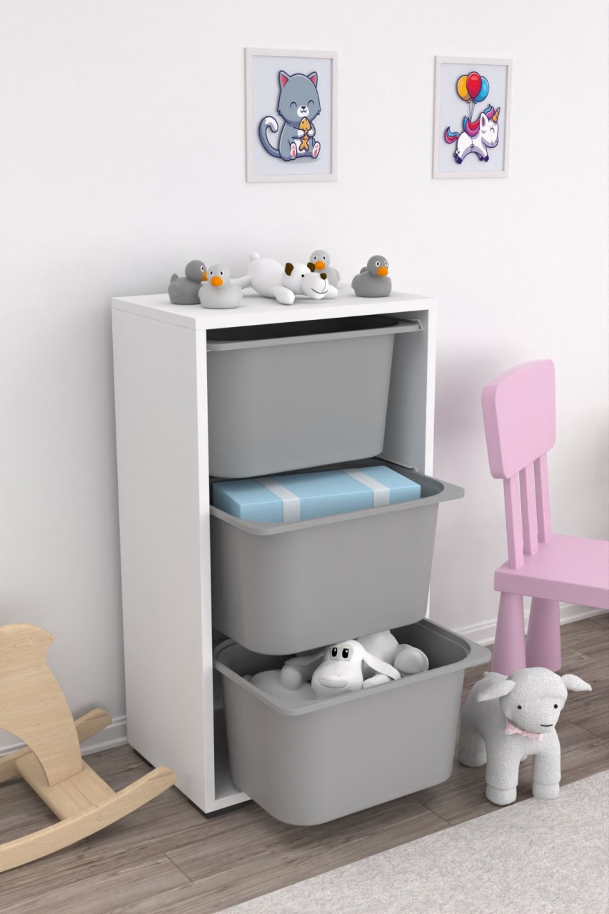 Dulap multifunctional, Stone wave, UnicUtil, Culoarea Alb Gri