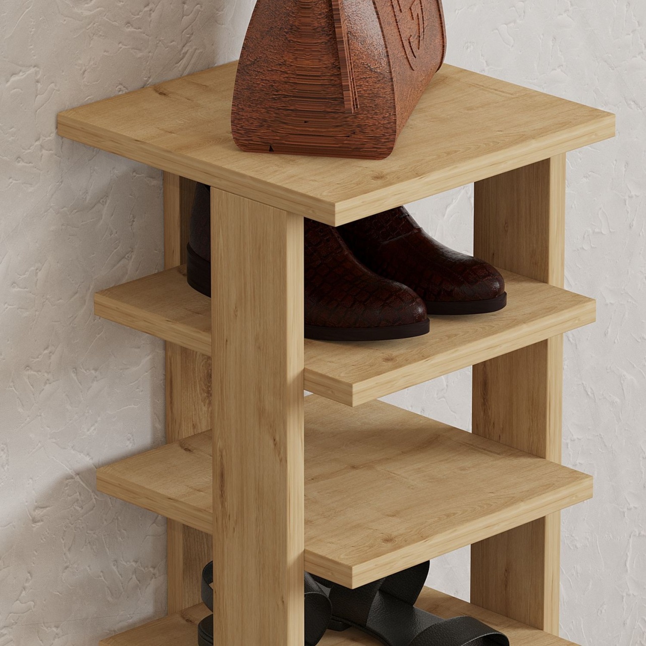Dulap pentru pantofi, Ayka Sapphire, UnicUtil, Stejar Safir, Lățime: 29,6 cm, Înălțime: 110 cm, Adâncime: 29,6 cm - view 3