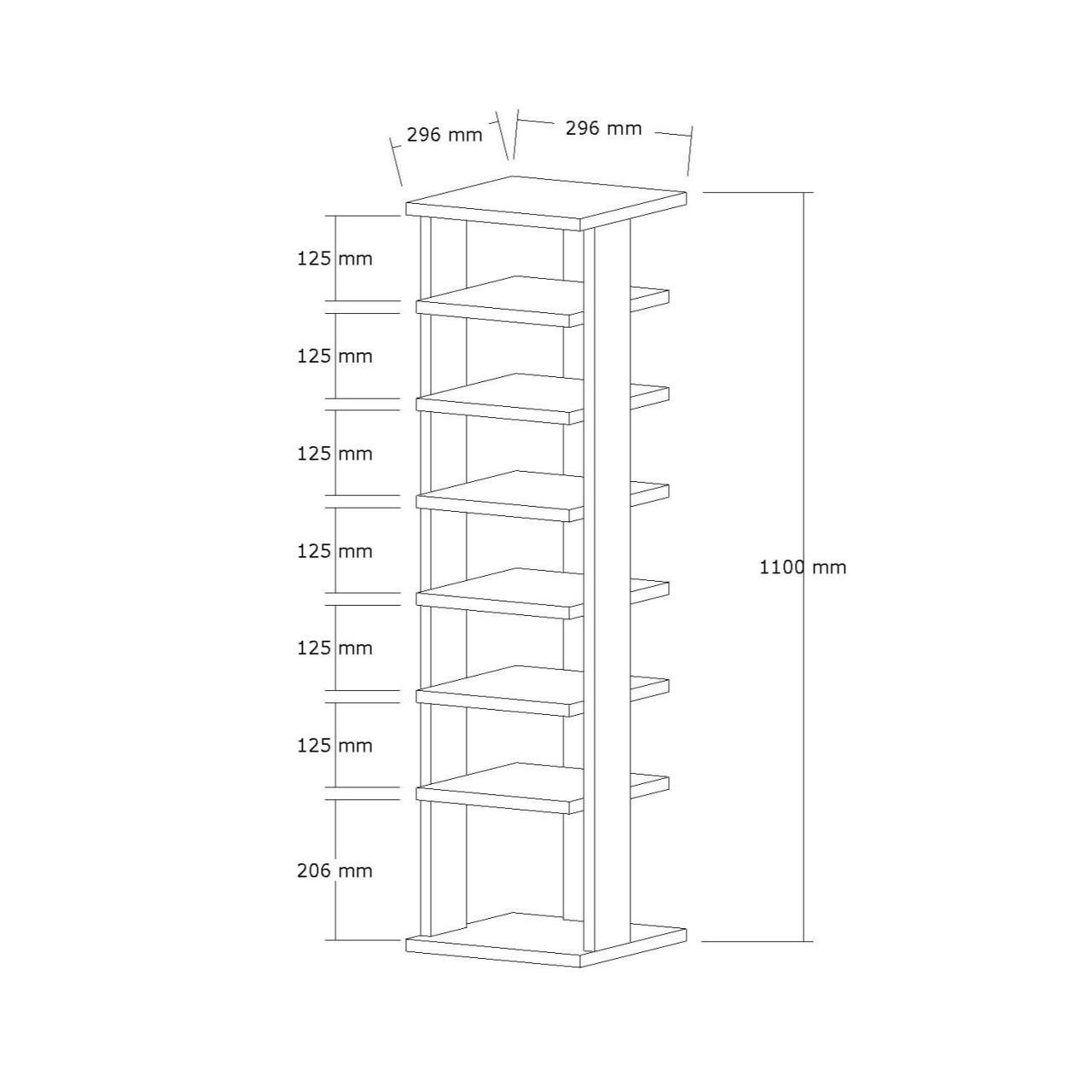 Dulap pentru pantofi, Ayka Walnut, UnicUtil, Nuc, Lățime: 29,6 cm, Înălțime: 110 cm, Adâncime: 29,6 cm - imagine 6