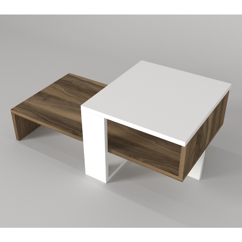 Masa de Cafea, Chain UnicUtil, 80 x 43.6 x 32.6 cm, Ideala Pentru Living Modern, Dormitor sau Hol, PAL, Culoare Alb si Maro - imagine 9