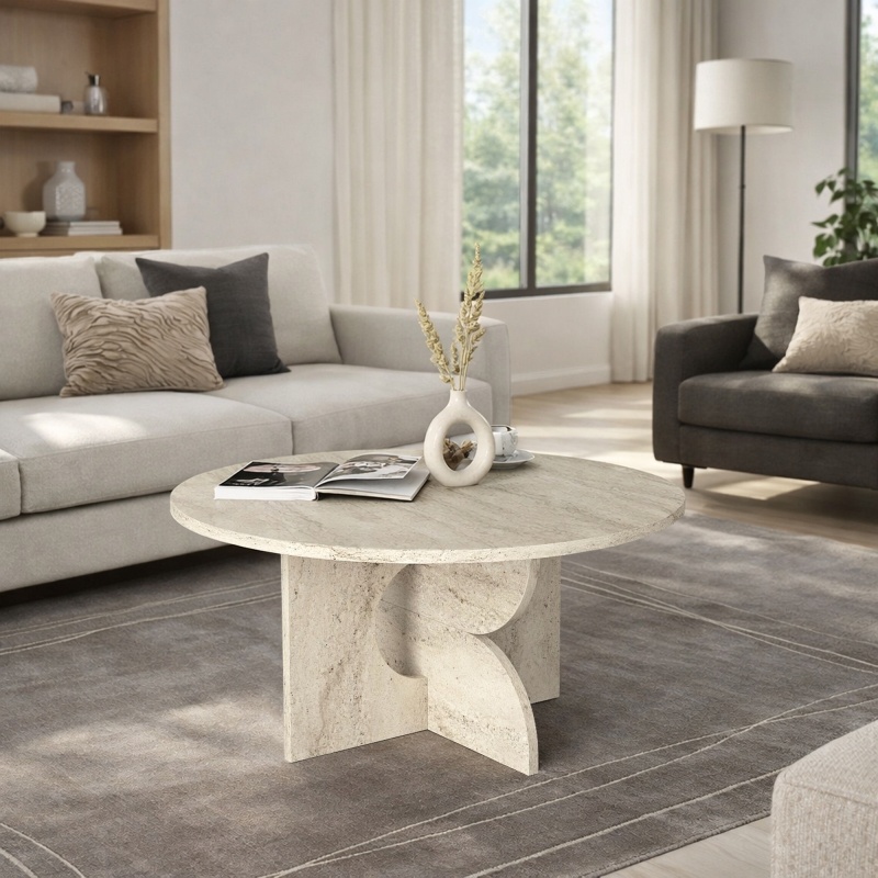 Masă de cafea, Mara Traverten, UnicUtil, Travertin - imagine 3