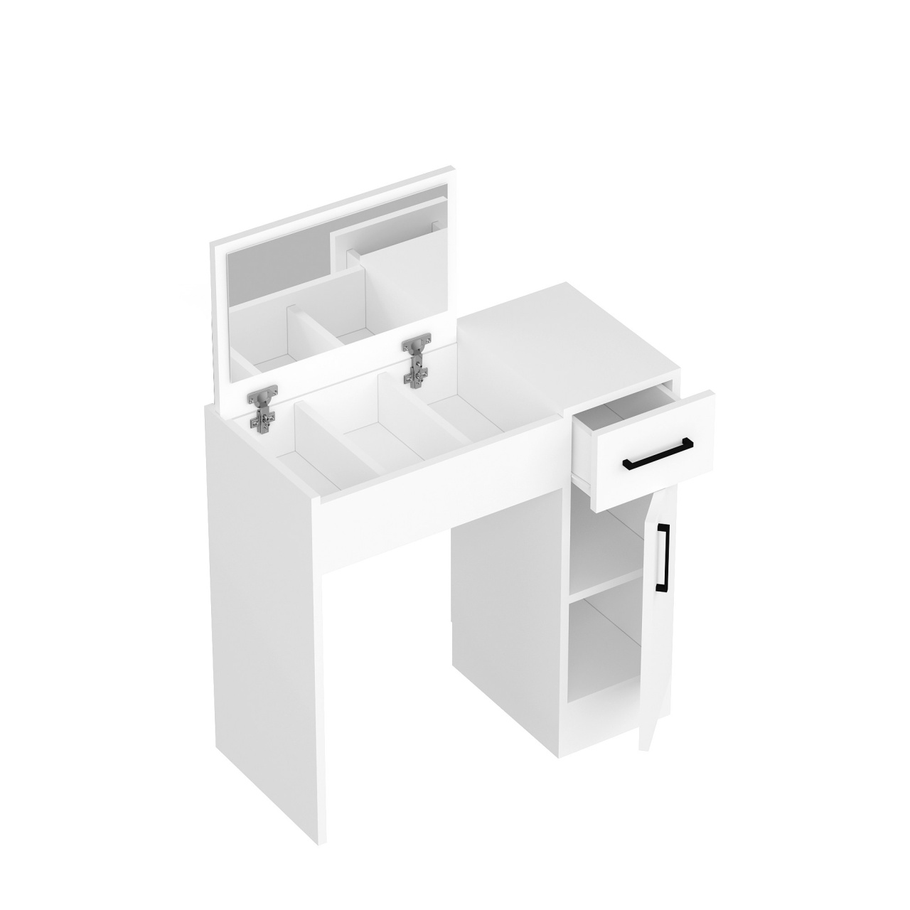 Masă de machiaj, Inci Design, UnicUtil, Alb,Lățime: 74,2 cm, Înălțime: 107,5 cm, Adâncime: 37,6 cm - view 5