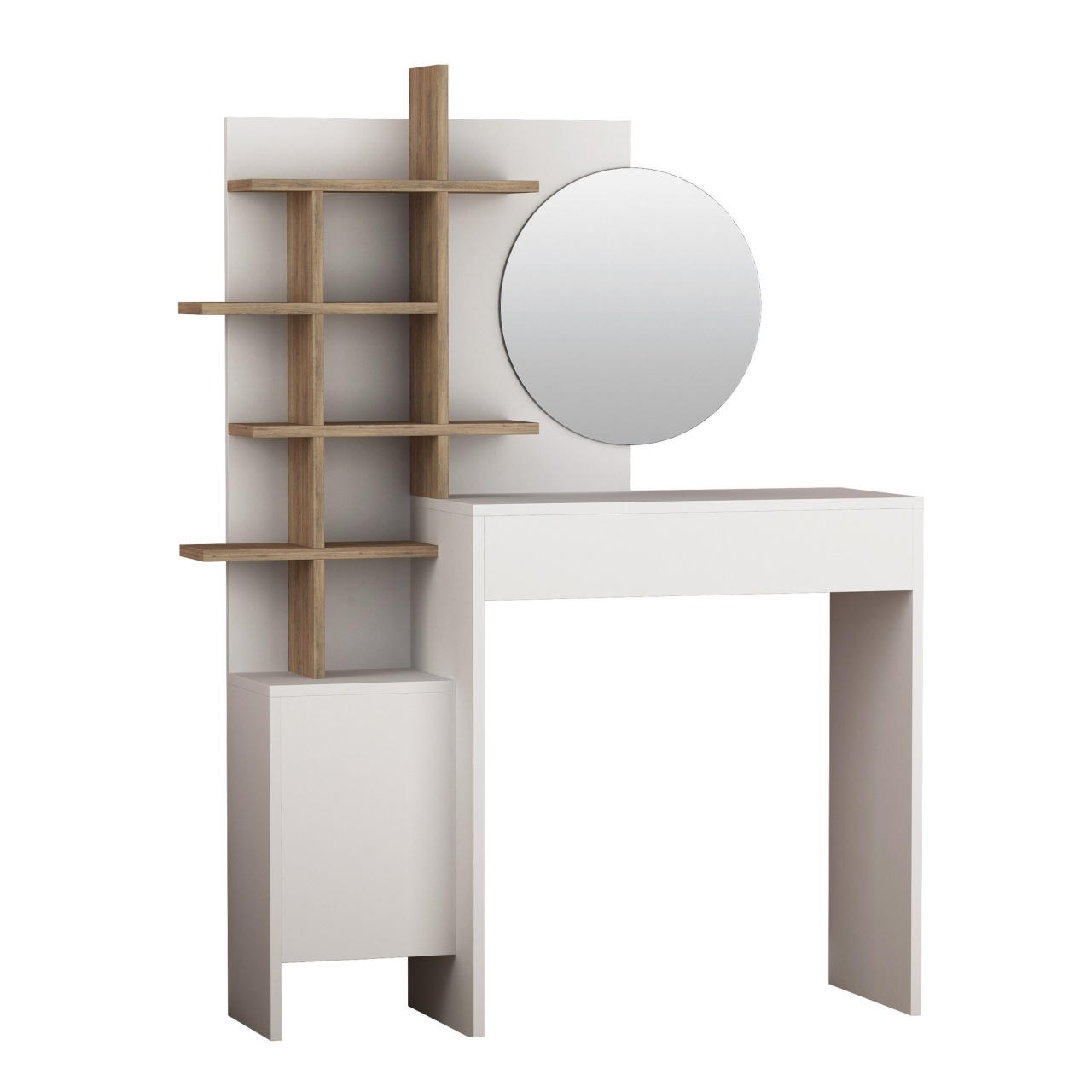 Masă de machiaj, Mup White, UnicUtil, Stejar alb, Lățime: 105 cm Înălțime: 151 cm Adâncime: 35 cm - view 3