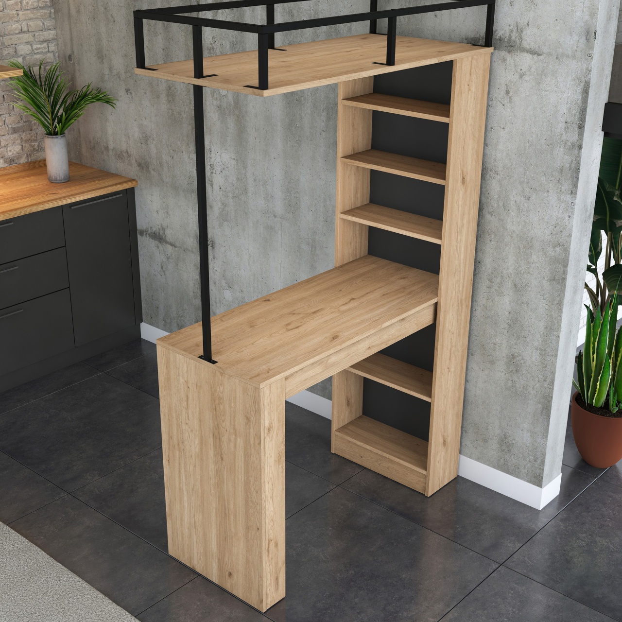 Masă de sufragerie, Ja117 3173, UnicUtil, Nuc-Negru, Lățime: 120 cm, Înălțime: 198,8 cm, Adâncime: 55,6 cm - imagine 3