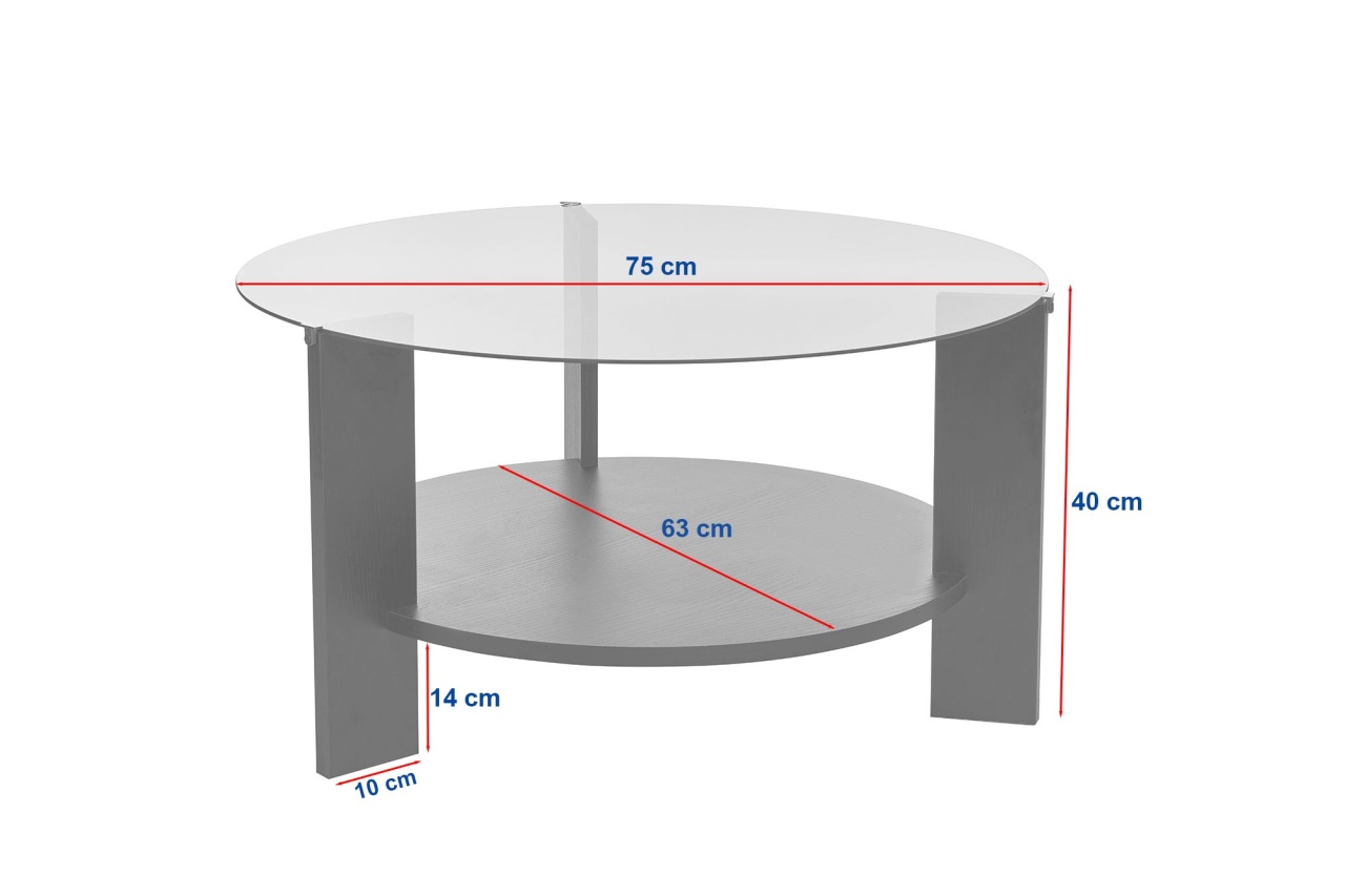 Măsuţă de cafea, Clara Wood, UnicUtil, Negru de lemn-Fum, Lățime: 75 cm, Înălțime: 40 cm, Adâncime: 75 cm - imagine 4