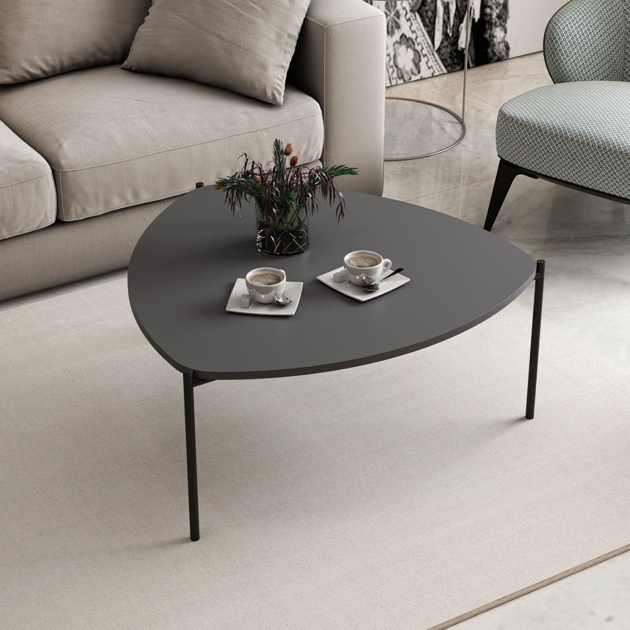 Măsuţă de cafea, Lenny Anthracite, UnicUtil, Antracit, Lățime: 90 cm, Înălțime: 40 cm, Adâncime: 89 cm - view 5