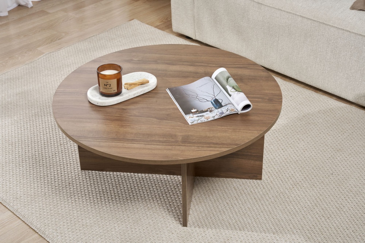 Măsuţă de cafea, Soleil Walnut, UnicUtil, Nuc, Lățime: 90 cm, Înălțime: 40 cm, Adâncime: 90 cm - view 6
