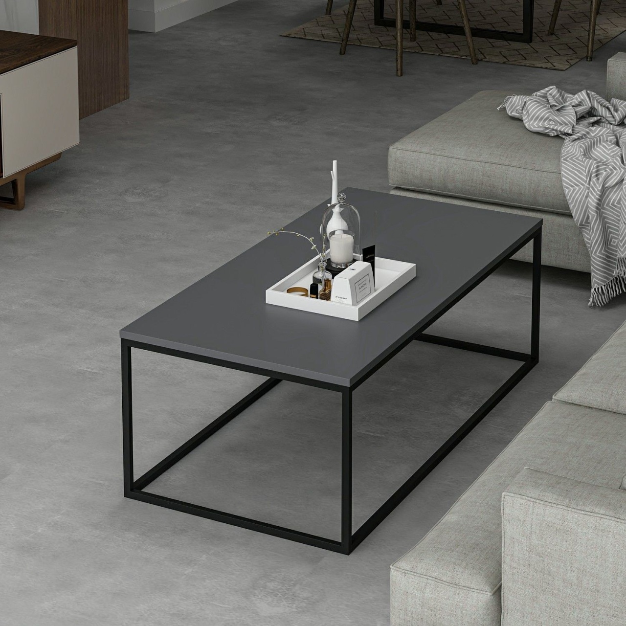 Măsuţă de cafea, Tiger Anthracite, UnicUtil, Antracit, Lățime: 120 cm, Înălțime: 42 cm, Adâncime: 60 cm - view 6