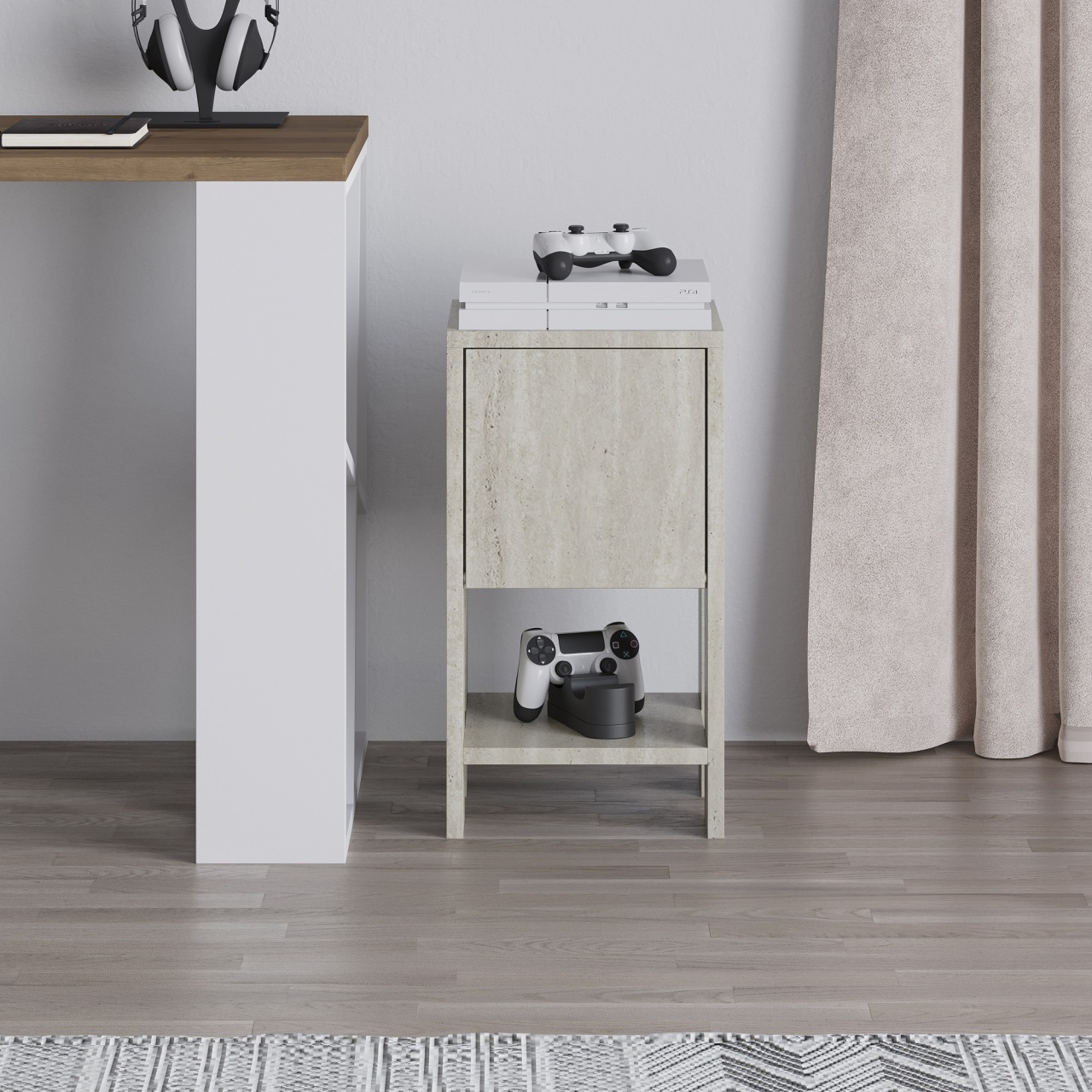 Noptieră, Ema Travertine, UnicUtil, Travertin, Lățime: 30 cm, Înălțime: 55 cm, Adâncime: 30 cm - view 2