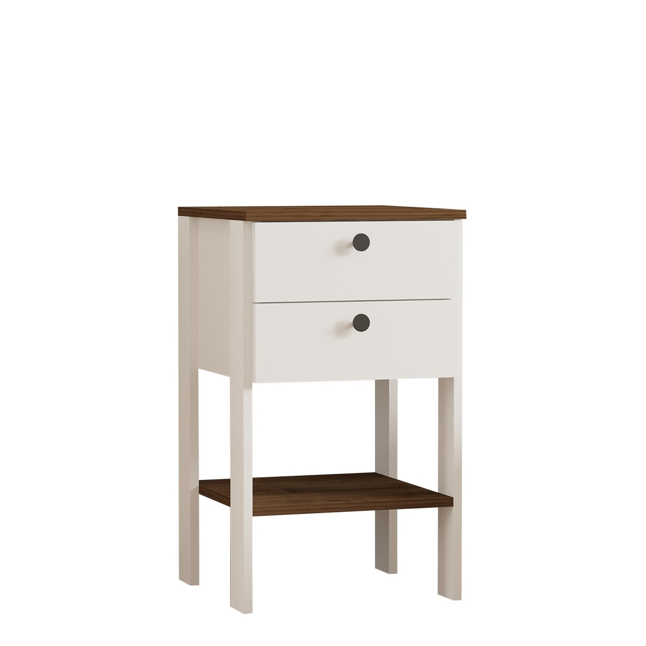 Noptieră, Ruzisa White, UnicUtil, Alb-Nuc, Lățime: 44 cm, Înălțime: 75 cm, Adâncime: 44 cm, 835PUQ2704 - view 3
