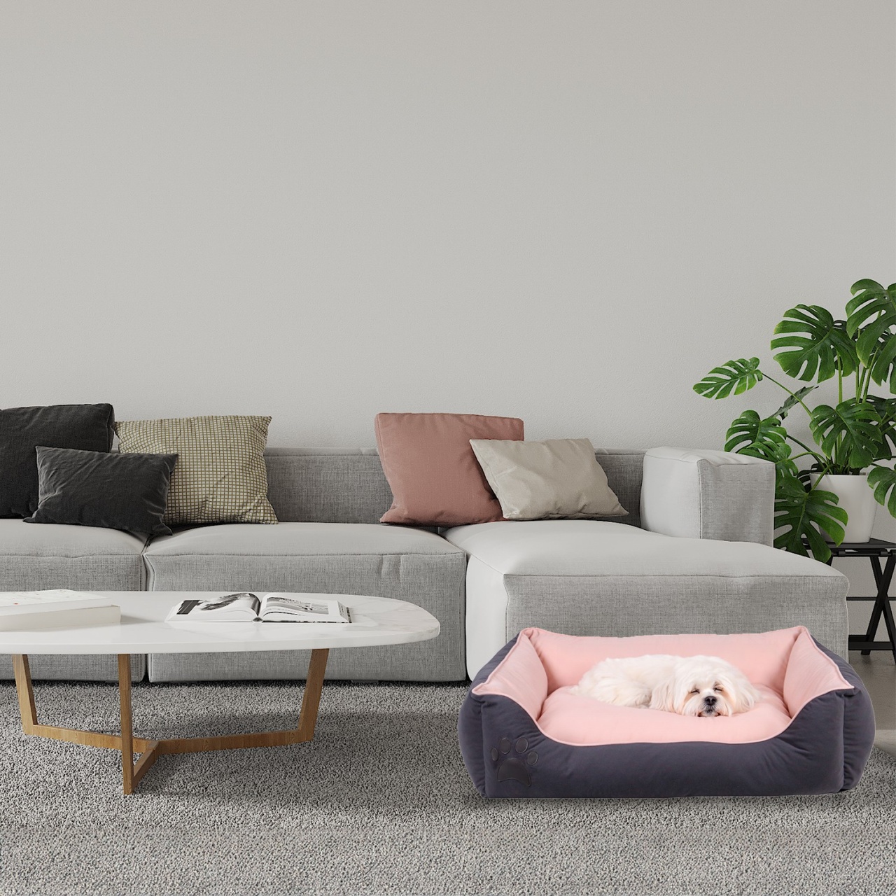 Pat animale companie, Root wave, UnicUtil, Culoarea Gri Roz