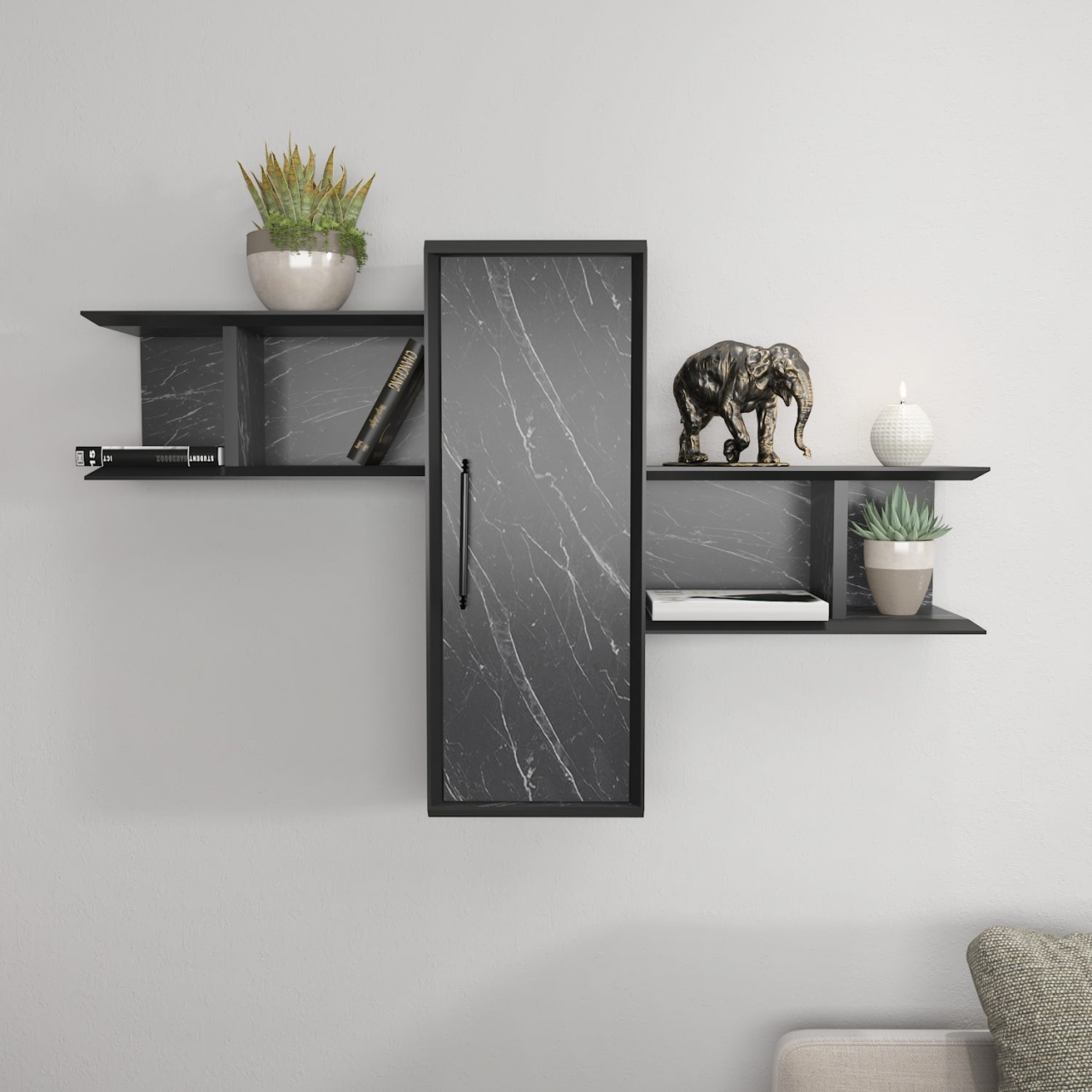 Rafturi perete, Classic Shelf, UnicUtil, 118 x 51 x 35 cm, Negru