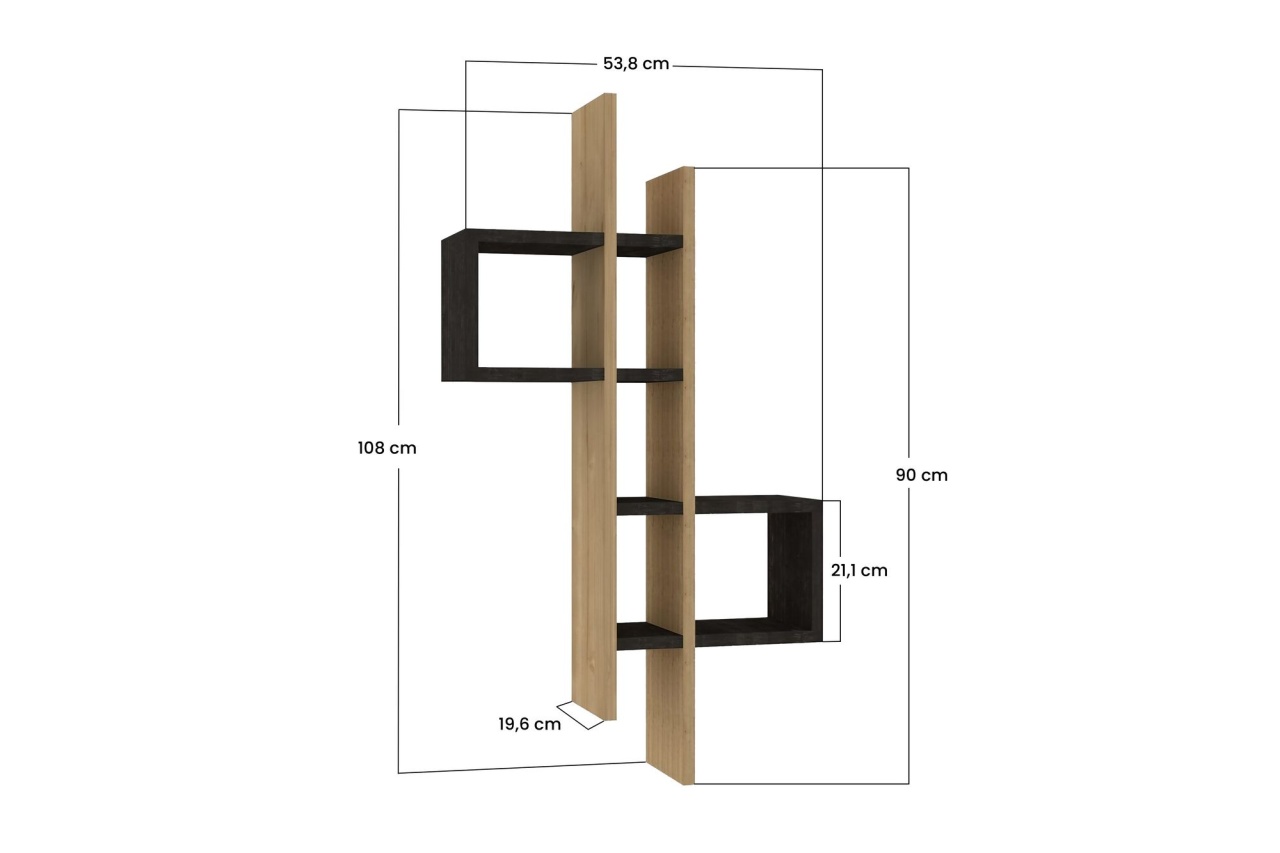 Rafturi perete, Premium Frame, UnicUtil, 53 x 108 x 19 cm, Stejar Gri - 1 | YEO