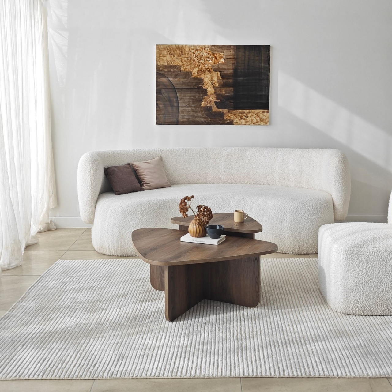 Set de măsuțe de cafea, Ballare Set, UnicUtil, Nuc, Lățime: 90 cm, Înălțime: 35 cm, Adâncime: 60 cm - view 8