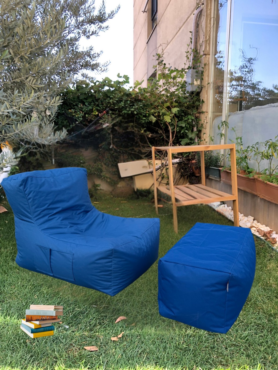 Set fotolii puf (2 Bucati), Blaze units, UnicUtil, Culoarea Albastru