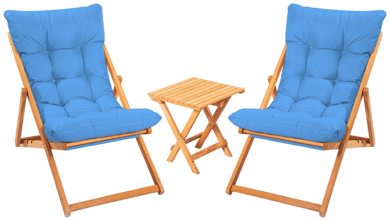 Set Gradina - Masa si Scaune (3 Bucati), Bits cloud, UnicUtil, Culoarea Albastru Natural - 1 | YEO