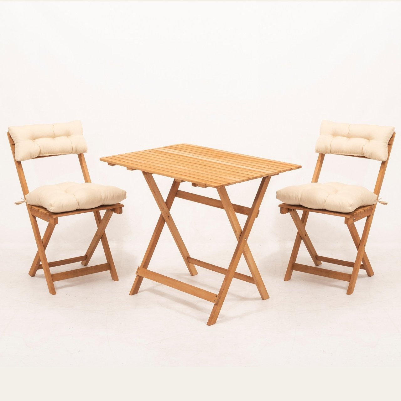 Set Gradina - Masa si Scaune (3 Bucati), Group root, UnicUtil, Culoarea Natural Crem - 1 | YEO
