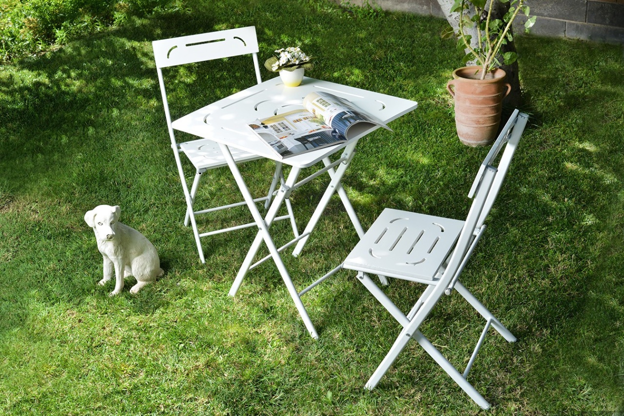 Set Gradina - Masa si Scaune (3 Bucati), Ridge leaf, UnicUtil, Culoarea Alb - 2 | YEO