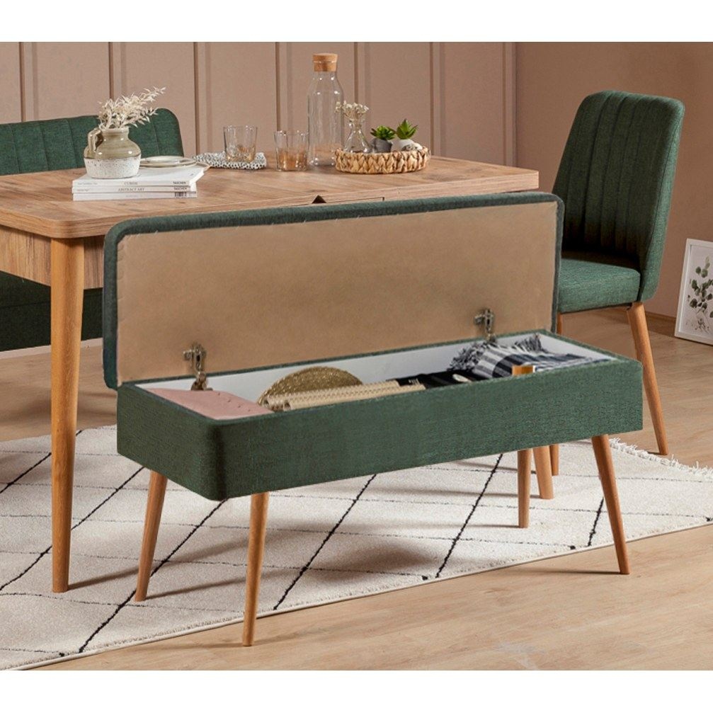 Set masă extensibilă și scaune (4 piese), Vina 1070, UnicUtil, Pin Atlantic-Verde, Lățime: 129 cm, Înălțime: 75 cm, Adâncime: 80 cm - view 2