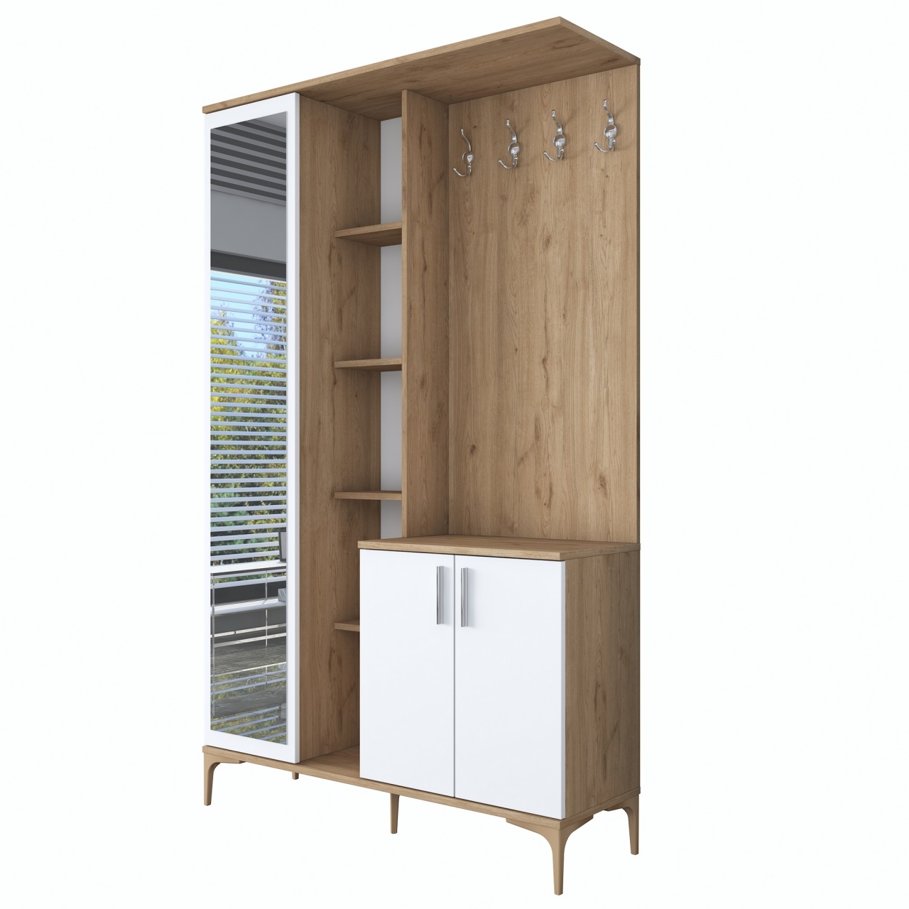 Stand de hol, Ea109 2695, UnicUtil, Nuc-Alb,Lățime: 120 cm, Înălțime: 198,6 cm, Adâncime: 37,5 cm - view 7