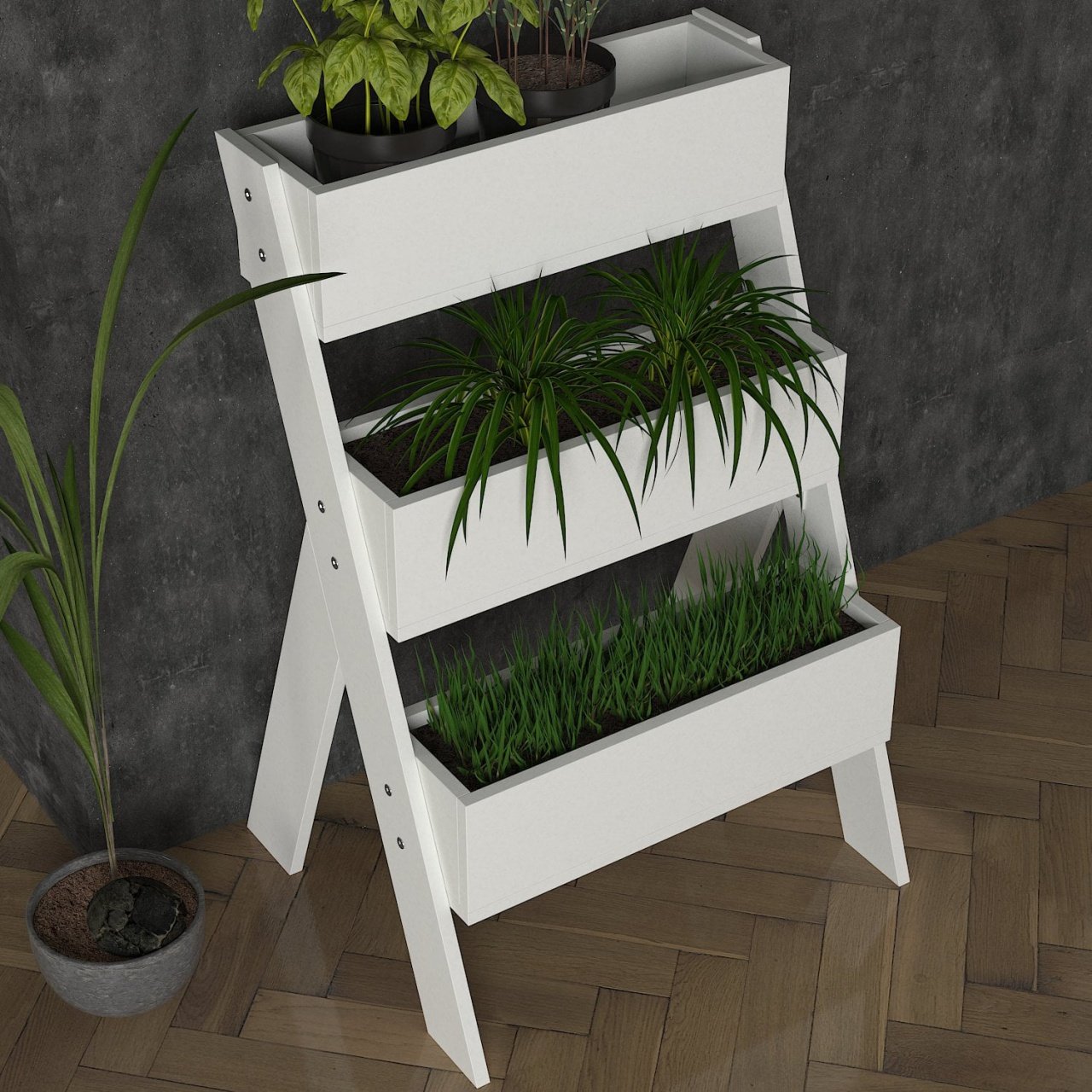 Suport Organizator pentru Plante UnicUtil, 64 x 49 x 98 cm, Alb - 1 | YEO