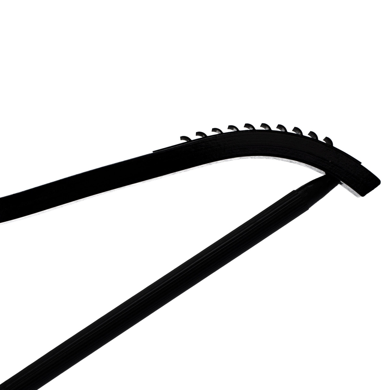 Umeraș din lemn, cu margini de cauciuc anti-alunecare, bara pentru pantaloni si design modern, Negru, 1 bucata - imagine 3
