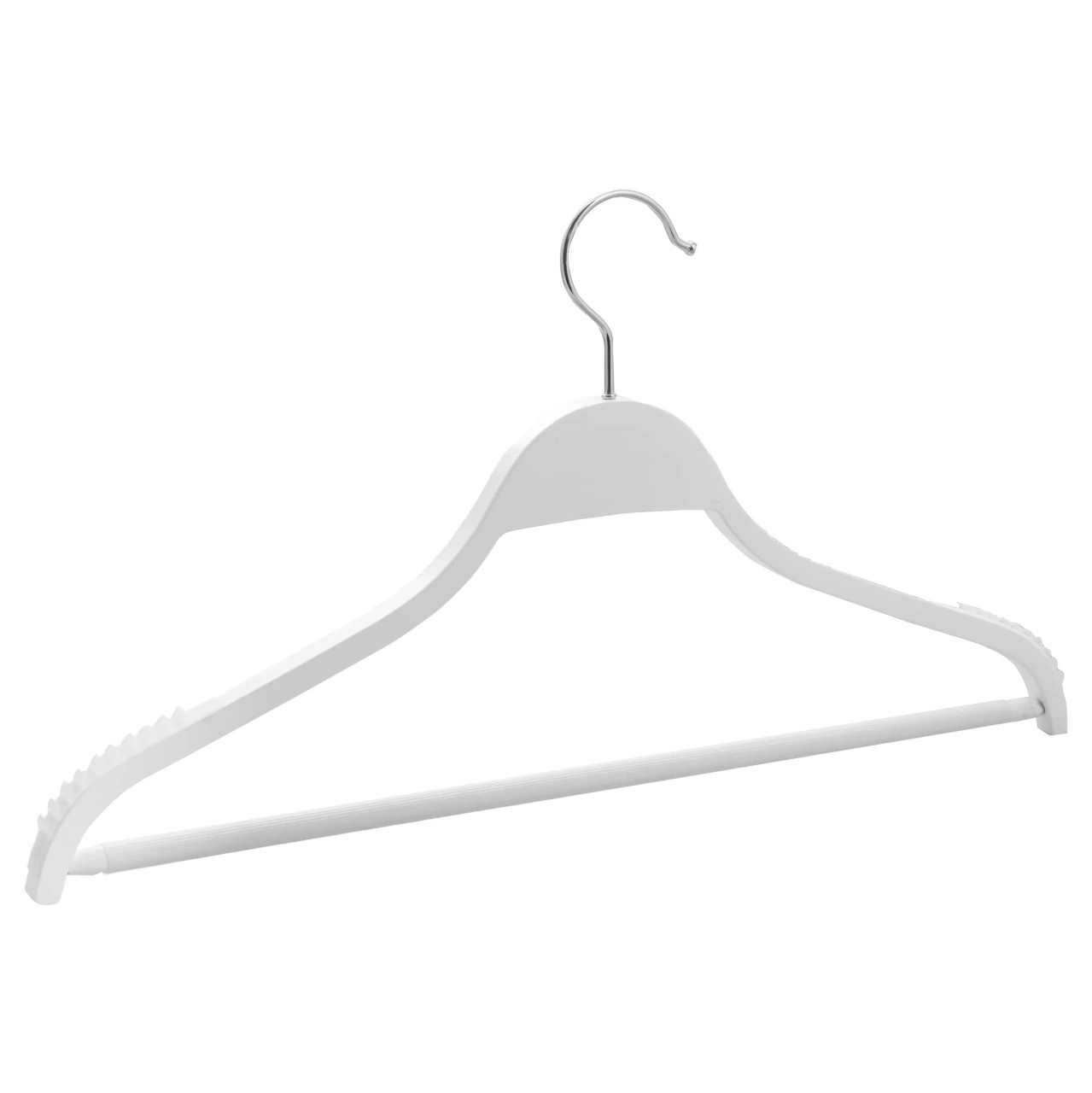 Umeraș din lemn, cu margini de cauciuc anti-alunecare, bara pentru pantaloni si design modern, Alb, 1 bucata - imagine 5