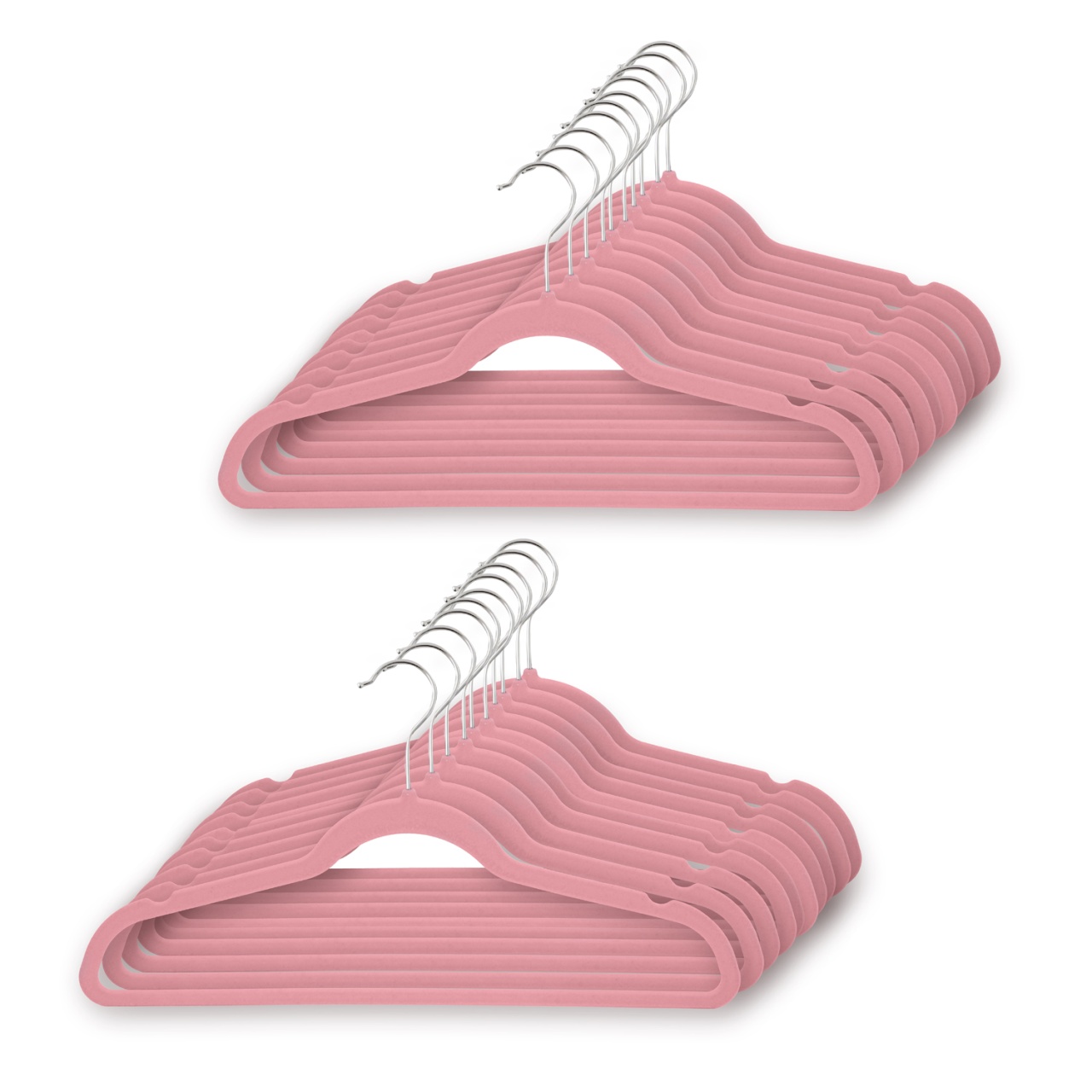 Umeraș din plastic dur acoperit cu catifea anti-alunecare, Roz, 1 bucata - imagine 7