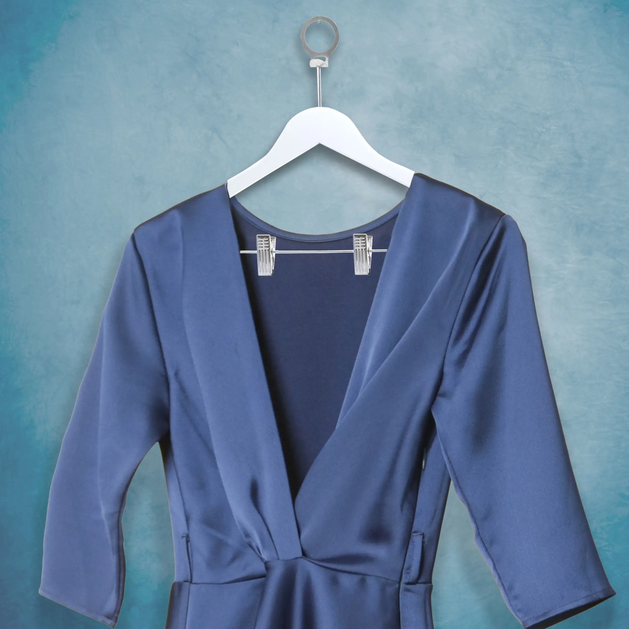 Umeraș Hotel din lemn cu cârlig antifurt și clipsuri metalice, Alb, 1 bucata - imagine 3