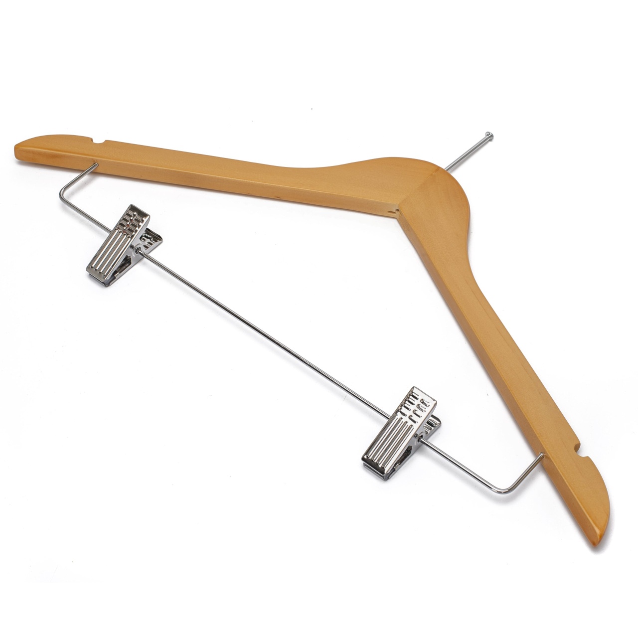 Umeraș Hotel din lemn cu cârlig antifurt și clipsuri metalice, Natur, 1 bucata - imagine 6