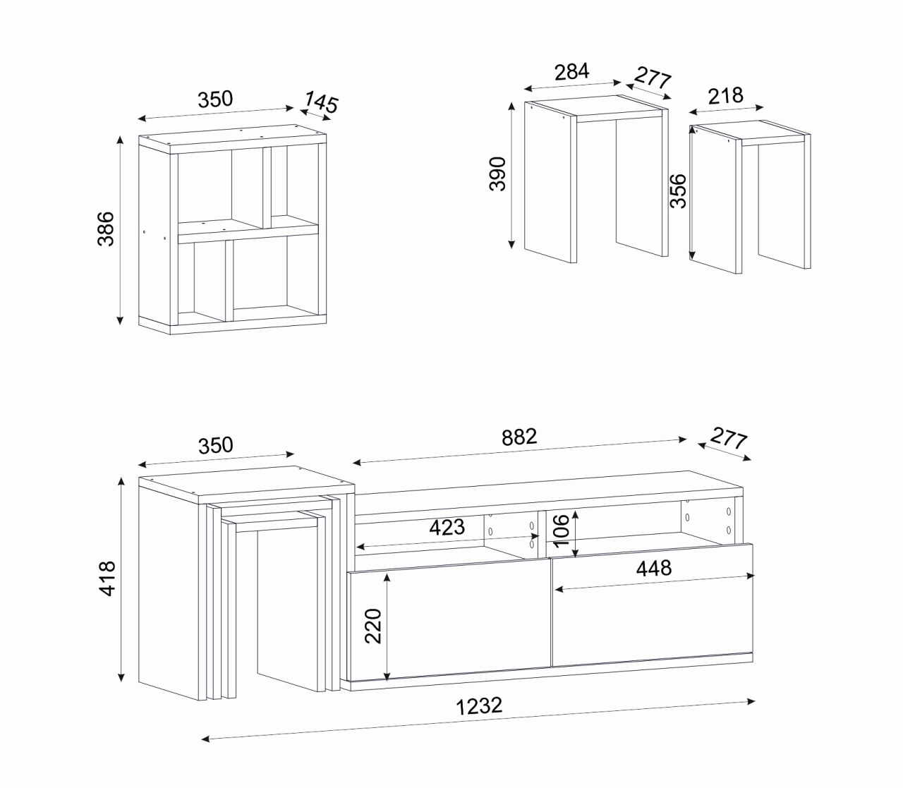 Biblioteca Living Unicutil, Alb Maro, 123 x 27 x 42 cm - 1 | YEO