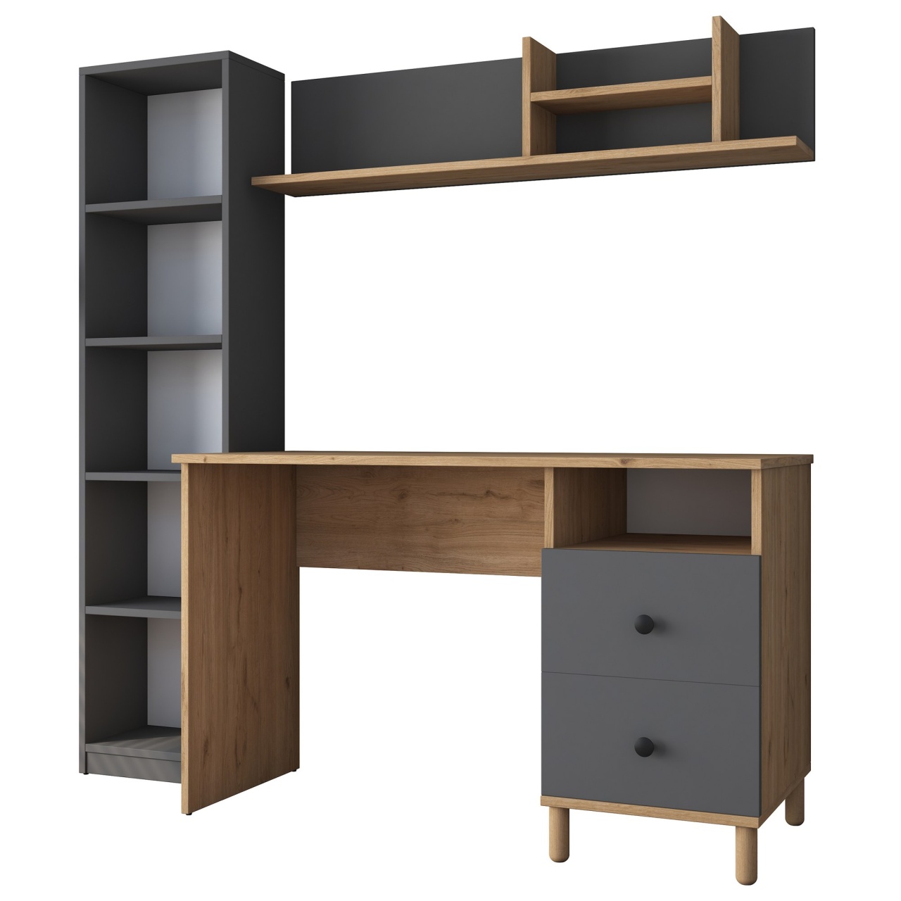 Birou de studiu, Ha115 2643, UnicUtil, Nuc-Antracit, Lățime: 120 cm, Înălțime: 161,8 cm, Adâncime: 50 cm - view 8